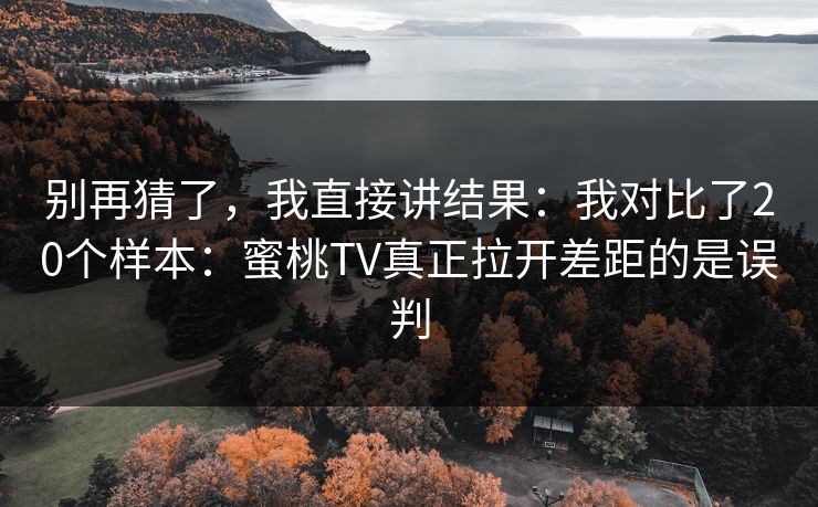 别再猜了，我直接讲结果：我对比了20个样本：蜜桃TV真正拉开差距的是误判