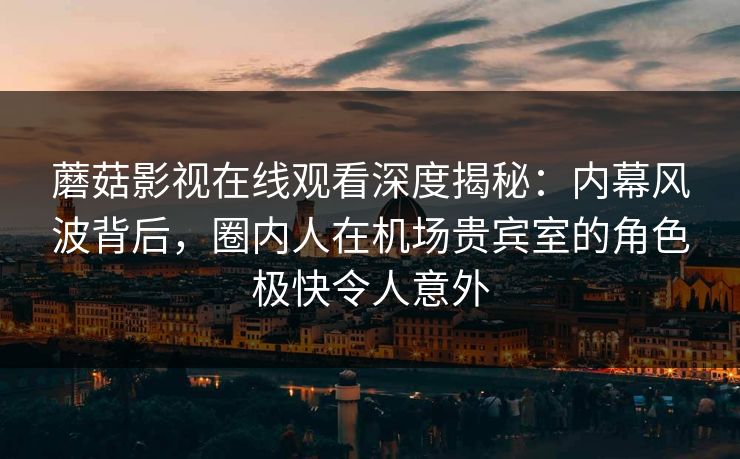蘑菇影视在线观看深度揭秘：内幕风波背后，圈内人在机场贵宾室的角色极快令人意外