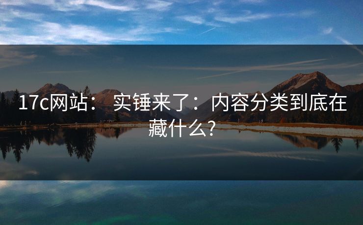 17c网站： 实锤来了：内容分类到底在藏什么?